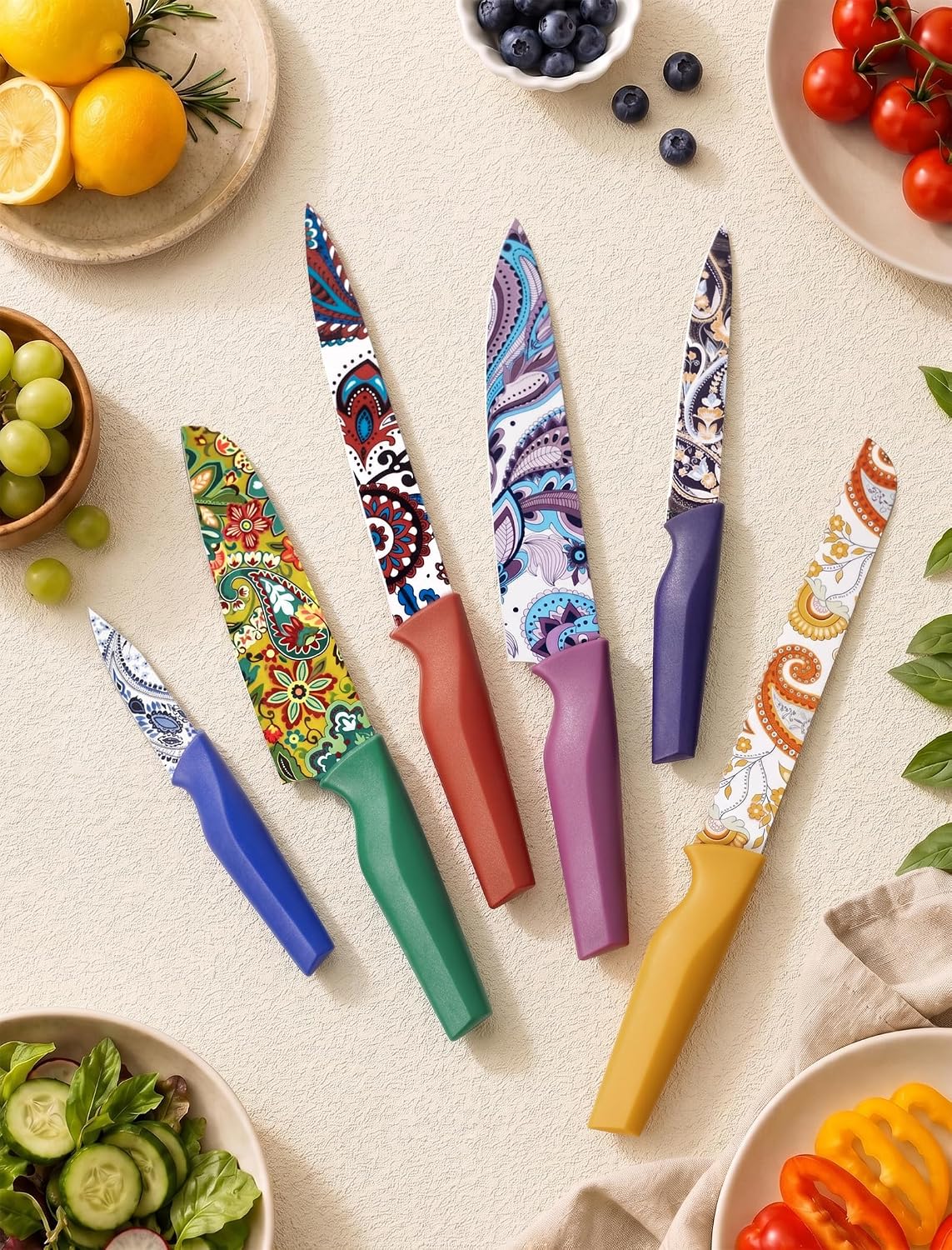 Astercook Paisley Pattern Knife Set with Cover