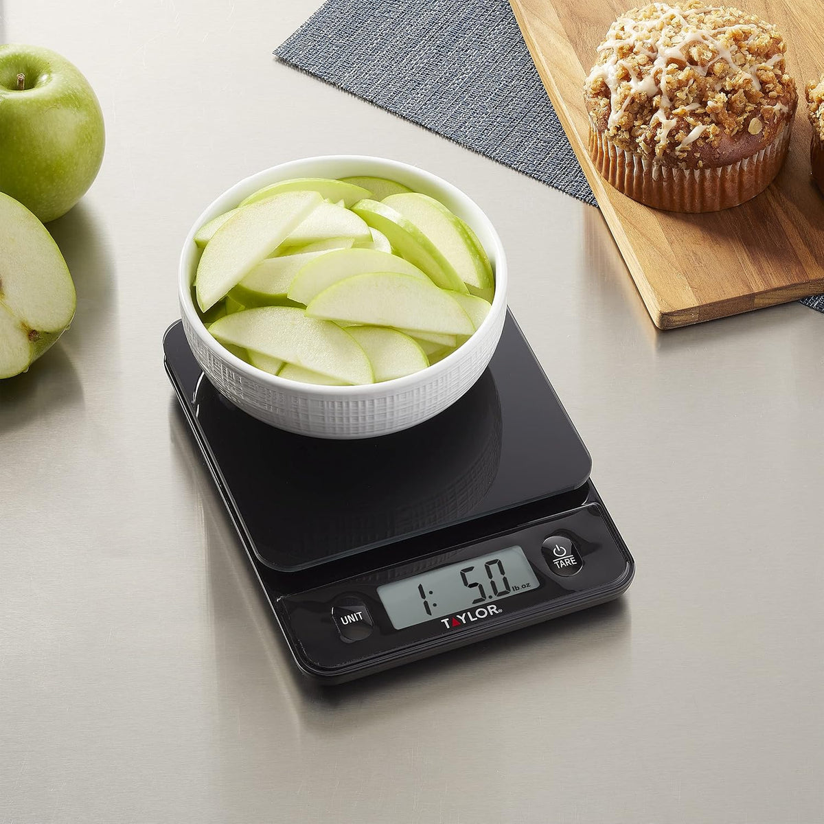 Taylor Digital Kitchen Food Scale with Black Glass Top - 11 lb Max Capacity