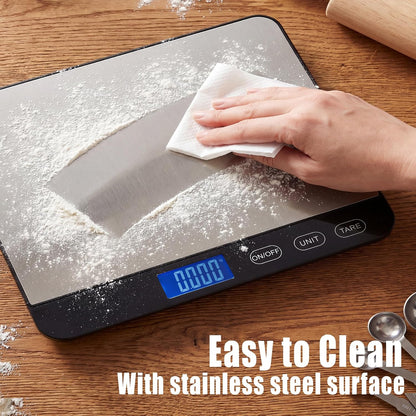 Food Scale 44lb/20kg, Extra-Large Platform Digital Kitchen Scale, 1g/0.1oz High Precision, Stainless Steel/Tempered Glass, Weight Grams and oz for Cooking Baking Meal Prep Sourdough Bread