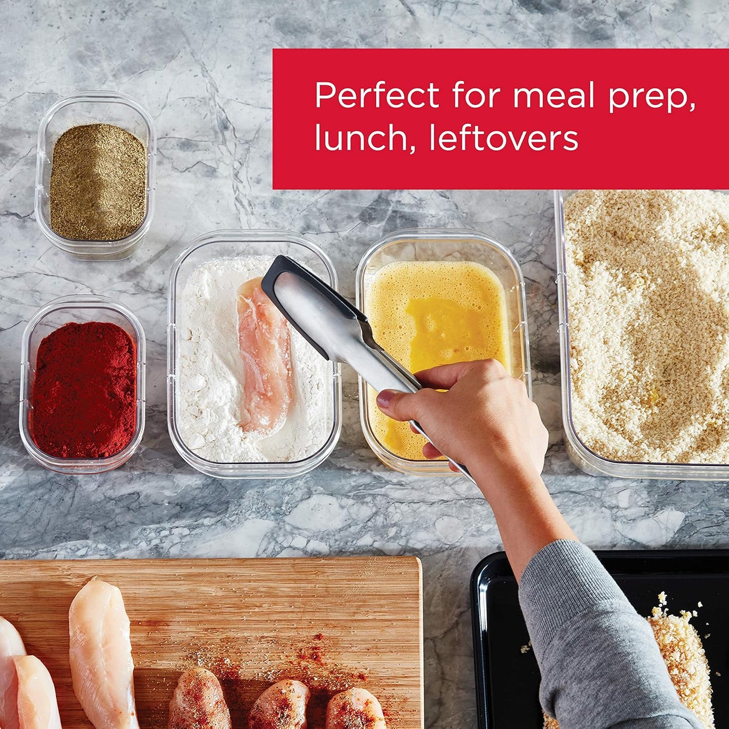 Rubbermaid Brilliance BPA Free Airtight Food Storage Containers with Lids, Set of 4 (4.7 Cup) Ideal for Lunch, Meal Prep, and Leftovers