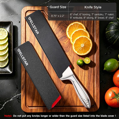 WELLSTAR Knife Edge Guards 8 Inch, Universal Blade Covers, BPA Free ABS Protective Blade Sheaths, Non-Scratch Felt Lining Kitchen Knives Covers (Knives not included)