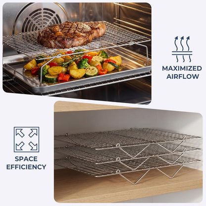 E-far Cooling Rack 15”x10”, 3-Tier Collapsible for Cooking and Baking
