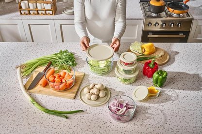 6-Piece Glass Food Storage Containers Set (3 Containers + 3 BPA-Free Lids) | 2-Cup, Leakproof | Microwave, Freezer, Oven & Dishwasher Safe | Ideal for Meal Prep & Pantry Organization, Pistachio