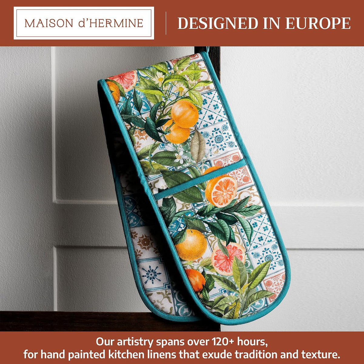 Maison d' Hermine 100% Cotton Oven Mitt & Pot Holder Set (7.5"x13" & 8"x8") - Colors C