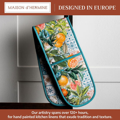 Maison d' Hermine 100% Cotton Oven Mitt & Pot Holder Set (7.5"x13" & 8"x8") - Colors C
