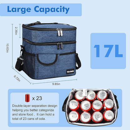 Tirrinia Insulated Lunch Bag for Women Men, Leakproof Lunch Box Containers for Adult, Work, School, Soft Lunchbox for Kids,Boys, Adult Cooler Bag for Picnic Hiking Beach,Charcoal
