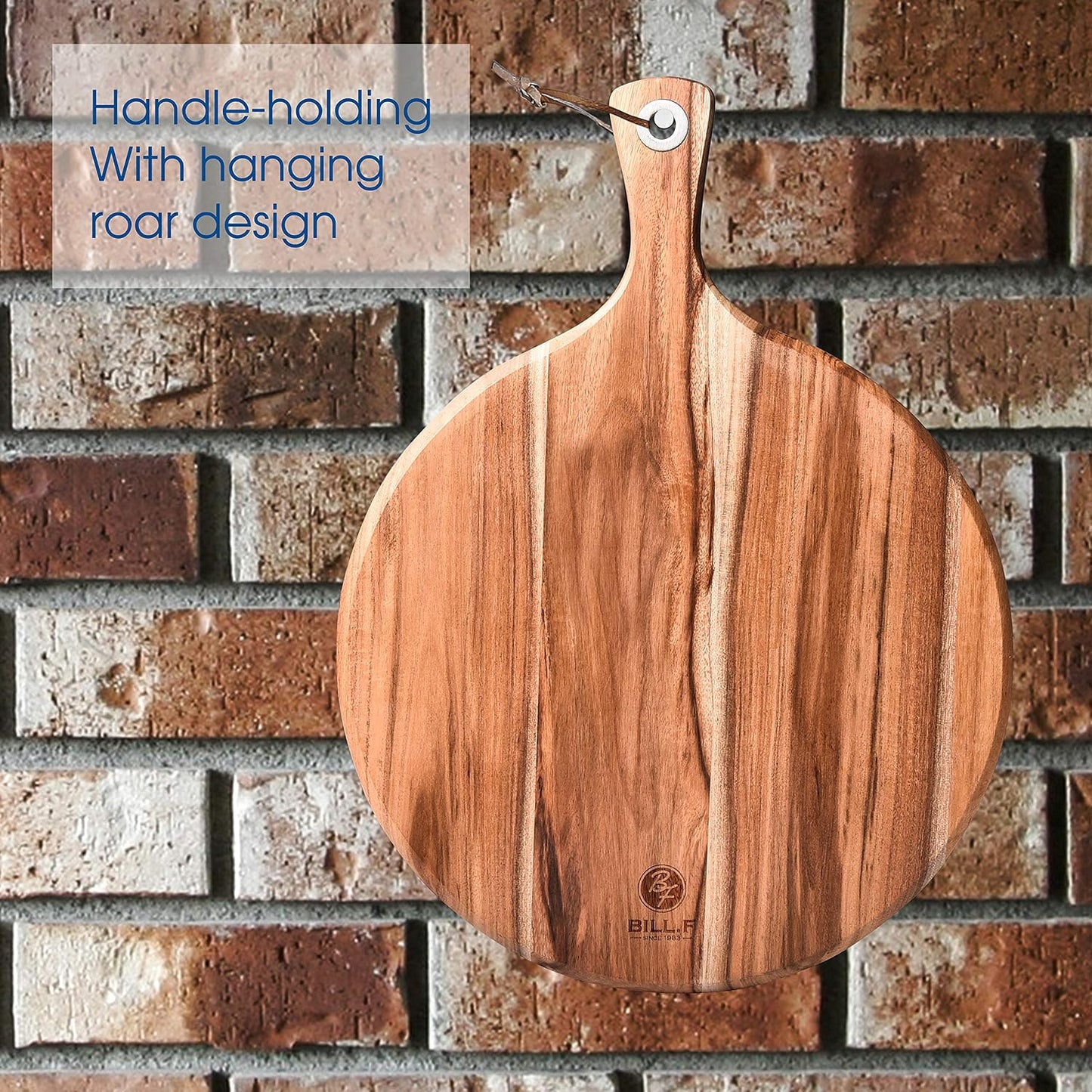 BILL.F Acacia Pizza Peel, Set of 3 Acacia Wood Cutting Board 8" 10" 12" Inch Cutting Board, Cheese Paddle Board, Bread and Crackers Platter for Serving and Minor Food Prepare with Handle and Organizer