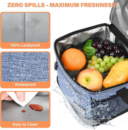 Tirrinia Insulated Lunch Box for Men/Women, Leakproof Lunch Bag for School Work, Large Lunch Tote Kids Boys Girls Student Back to School, Soft Cooler Office Picnic Beach Camping for Adults, Charcoal