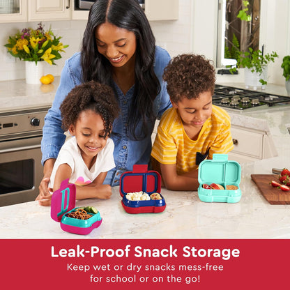Bentgo Kids Snack - 2 Compartment Leak-Proof Bento Box Container for Snacks and Small Meals, Easy-Open Latch, Dishwasher Safe, BPA-Free for School, Daycare, & Sports - Ideal for Ages 3+ (Gray)