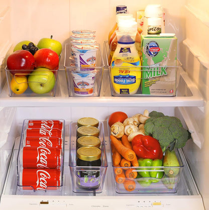 Simple Houseware 4 Pcs Kitchen Clear Bin Storage Organizer, 15" x 8" x 3.75"