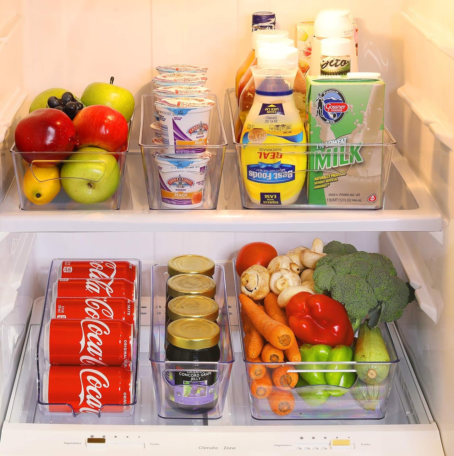 Simple Houseware 4 Pcs Pantry Clear Bin Storage Organizer, 14" x 7" x 3.75"