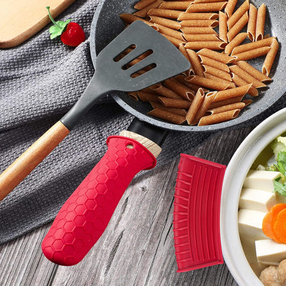 Patelai 8Pcs Silicone Cast Iron Handle Cover,Black