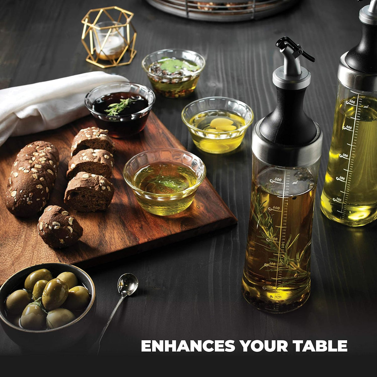 FineDine 16 oz Glass Olive Oil Sprayer for Cooking, Oil Dispenser, Green