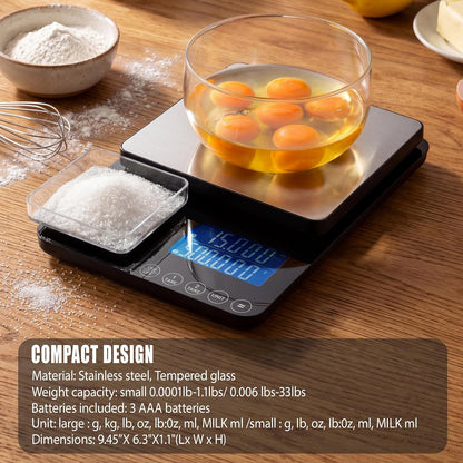 Food Scale 44lb/20kg, Extra-Large Platform Digital Kitchen Scale, 1g/0.1oz High Precision, Stainless Steel/Tempered Glass, Weight Grams and oz for Cooking Baking Meal Prep Sourdough Bread