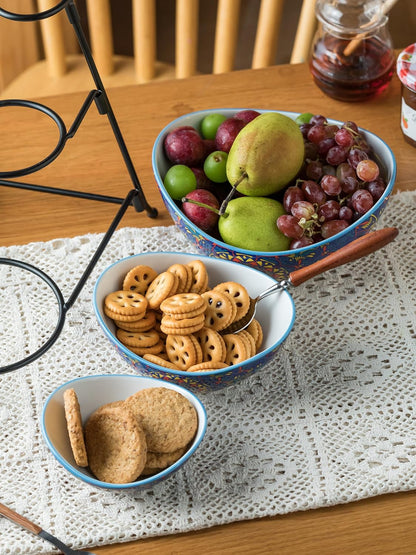 YHOSSEUN 3 Tier Serving Stand Oval Serving Bowl with Metal Rack, Tied Serving Bowls Food Display Dessert Appetizer, Chip and Dip Serving Bowl Set for Parties, Gold-45oz / 17.5oz / 7oz