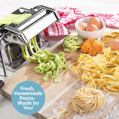 Pasta Maker Deluxe Set- Stainless Steel, 3 Interchangeable Attachments