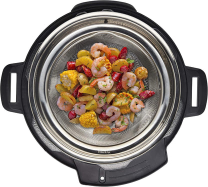 Instant Pot Official Large Mesh Steamer Basket, Stainless Steel, Round - Versatile Steamer & Strainer for Vegetables, Fish, and More - Durable, Rust-Resistant, Easy-Lift Handle, Dishwasher Safe