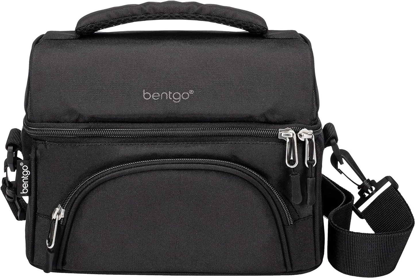 Bentgo Deluxe Lunch Bag - Durable and Insulated Lunch Tote with Zippered Outer Pocket, Internal Mesh Pocket, Padded and Adjustable Straps, & 2-Way Zippers - Fits All Lunch Boxes (Blue)