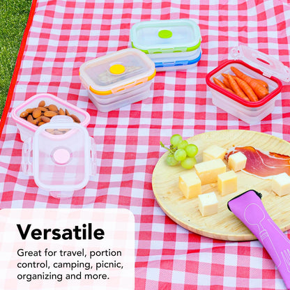 ECOBERI Collapsible Silicone Food Storage Containers, BPA Free, Microwave, Freezer and Dishwasher Safe, Lunch, Meal Prep, Travel, Space-Saving