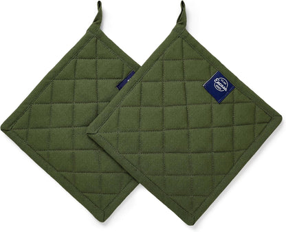 Encasa XO Pot Holders, Quilted Kitchen Hot Pads 8"x8" Black
