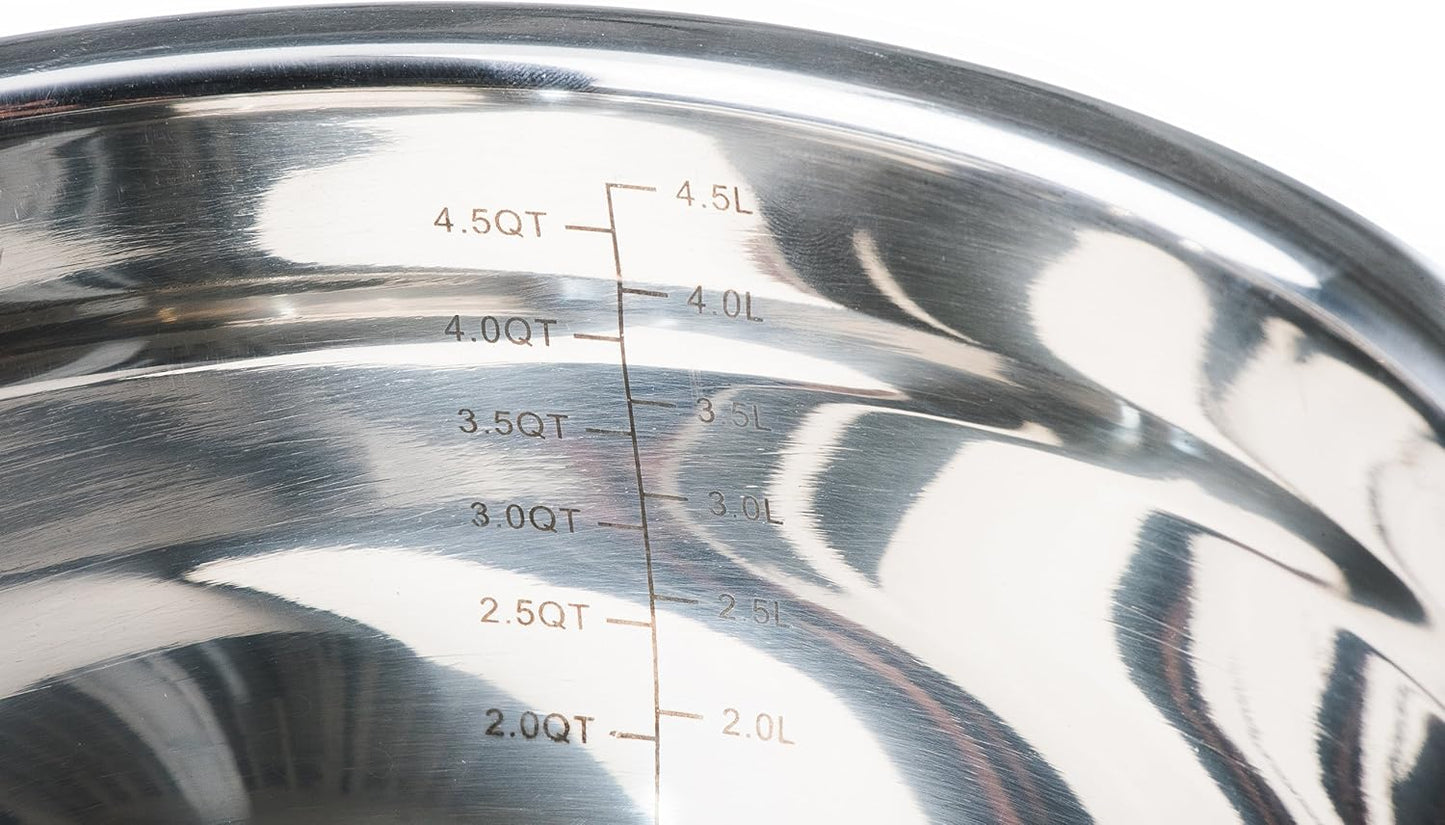 Stainless Steel Mixing Bowls with Lids and Non Slip Bases (Set of 5, Black)