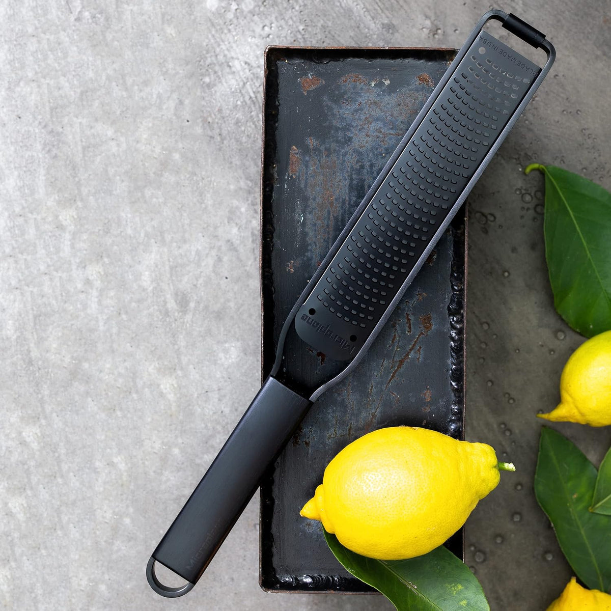Microplane Kitchen Zester Grater with a Stainless-Steel Blade - Made in USA, for citrus, parmesan, ginger, chocolate & nutmeg from the Black Sheep Series