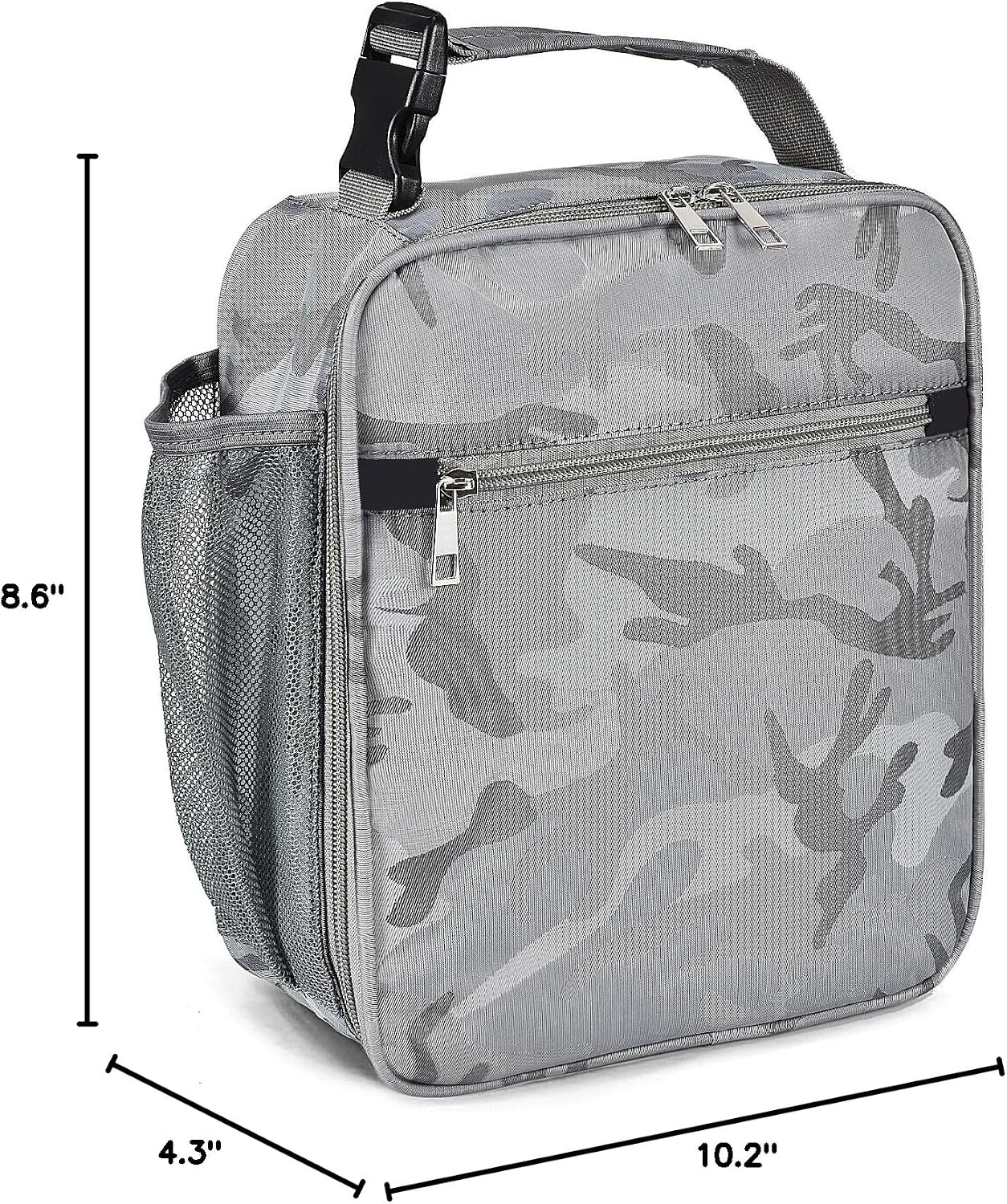 Insulated Lunch Bag, Leakproof Portable Lunch Box for Women Men Boys Girls, Large Capacity Cooler Bag with Handle and Bottle Pocket for Office School Camping Hiking Outdoor Beach Picnic (Black)