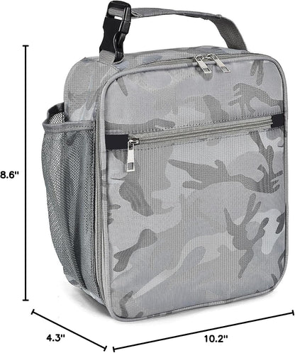 Insulated Lunch Bag, Leakproof Portable Lunch Box for Women Men Boys Girls, Large Capacity Cooler Bag with Handle and Bottle Pocket for Office School Camping Hiking Outdoor Beach Picnic (Black)