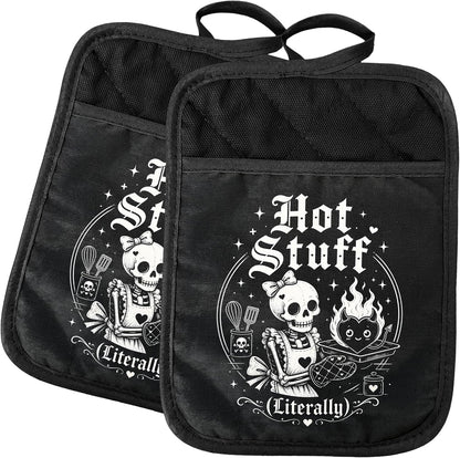 Gothic Cooking Skeleton Chef Pot Holders Heat Resistant