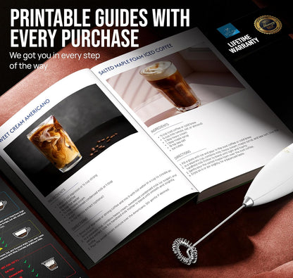 Zulay Kitchen Rechargeable Milk Frother Handheld - Frother Wand, Drink Mixer, Electric Whisk Frother, for Cappuccinos, Matcha & Protein Powder - Dynamic 3 Whisk, 3 Speed 500mAh Black - Colors B