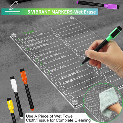 Acrylic Magnetic Dry Erase Board for Fridge 3 Pcs, Clear Fridge Whiteboard to Do List White Board for Refrigerator Weekly Meal Planner Menu Board for Kitchen Fridge Calendar Magnet
