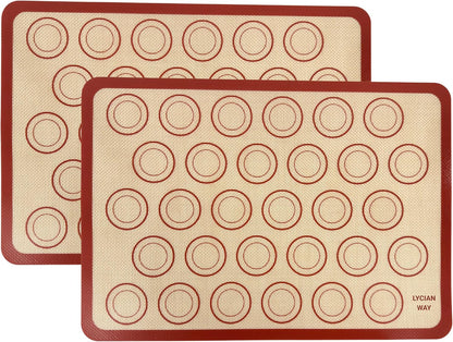Silicone Pastry Mat with Measurements, 28 x 20 Inch Extra Thick Non-Slip Nonstick XL Baking Mat for Dough Rolling, Kneading, Fondant and Pie, Red