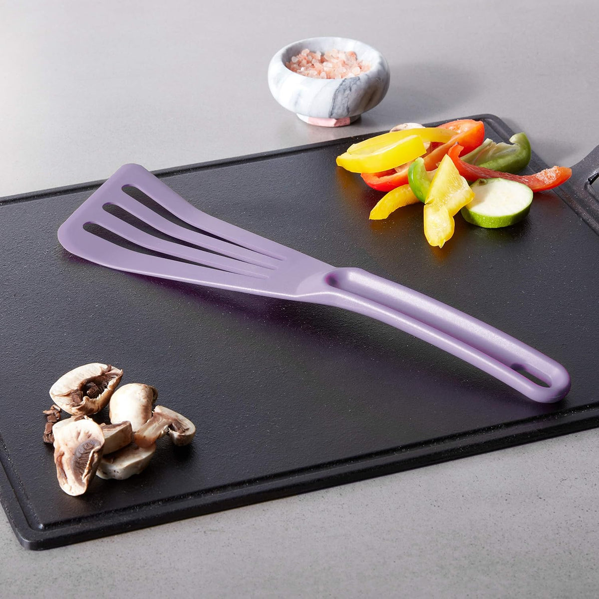 Mercer Culinary Hell's Tools Hi-Heat Slotted Spatula, 12 Inch x 3.5 Inch, Gray
