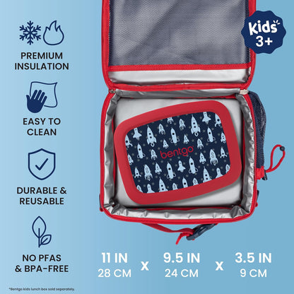 Bentgo Kids Lunch Bag - Durable, Double-Insulated Lunch Bag for Kids 3+; Holds Lunch Box, Water Bottle, & Snacks; Easy-Clean Water-Resistant Fabric & Multiple Zippered Pockets (Mermaid)