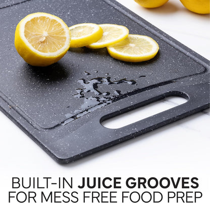 COOK WITH COLOR Non-Slip Cutting Board Set – Kitchen Essentials with Easy Grip Handle for Meat, Veggies, and Fruits, 3 Cutting Boards, Speckled White
