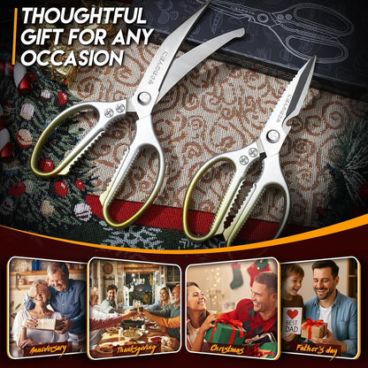 TIJERAS Kitchen Scissors Set Blue - Stainless Steel Kitchen Shear, Sharp Meat Scissors Dishwasher Safe, Heavy Duty Poultry Shears, Japanese Cooking Scissor for Food, Chicken,Turkey, Christmas Gifts