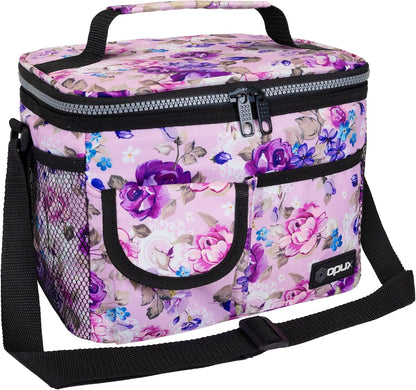 opux Insulated Lunch Bag for Men Women, Leakproof Black Lunch Box for Work, Portable Soft Lunch Cooler Bag with Shoulder Strap, Adult Lunchbox Lunch Pail for Kid Boy Girl School, 14 Can/8L