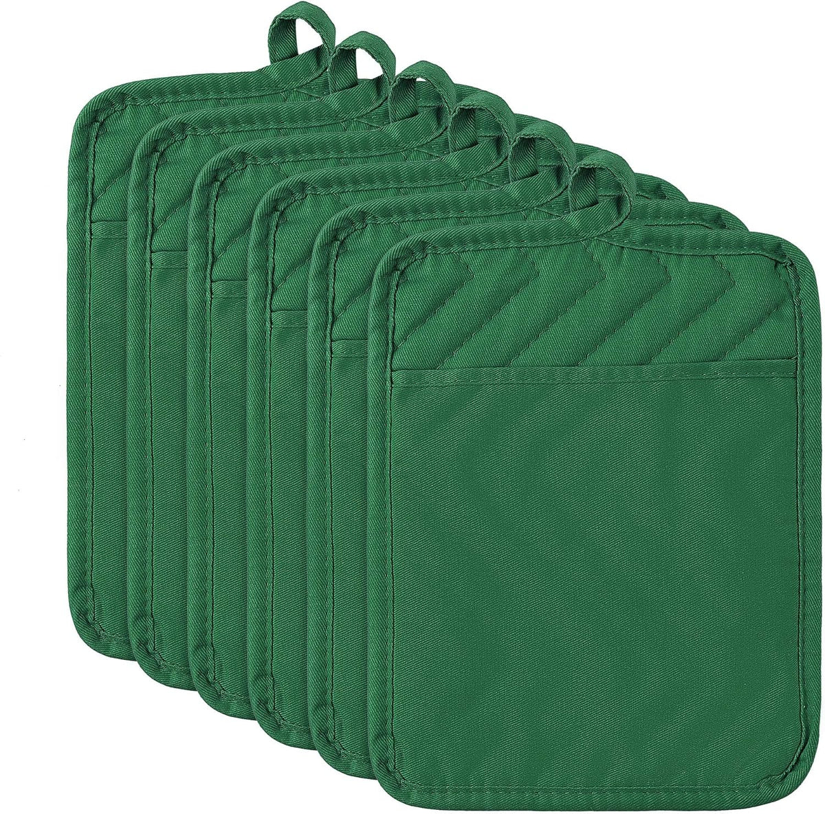 R HORSE 6Pcs Black Pot Holders with Pocket for Kitchen, 7''x 9''