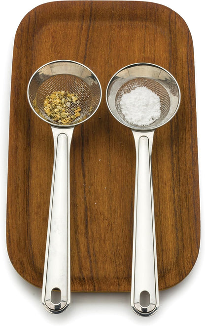 RSVP International Endurance® Stainless Steel Vintage One-Hand Sifter, 1 Cup | Top Cakes, Sift Flour, Marinade BBQ & More | Dishwasher Safe | Powder Sugar, Sift Flour, Spread Toppings & More