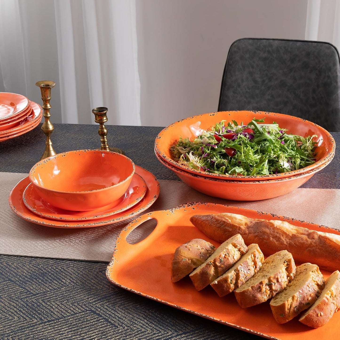 Melamine Serving Platters, set of 2, 17" x 10" Large Reusable BPA Free Rectangular Party Tray/Platters for Serving Appetizers, Fruits On Christmas and all Occasions,Red