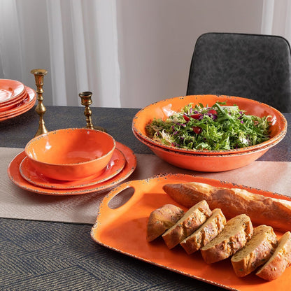 Melamine Serving Platters, set of 2, 17" x 10" Large Reusable BPA Free Rectangular Party Tray/Platters for Serving Appetizers, Fruits On Christmas and all Occasions,Red