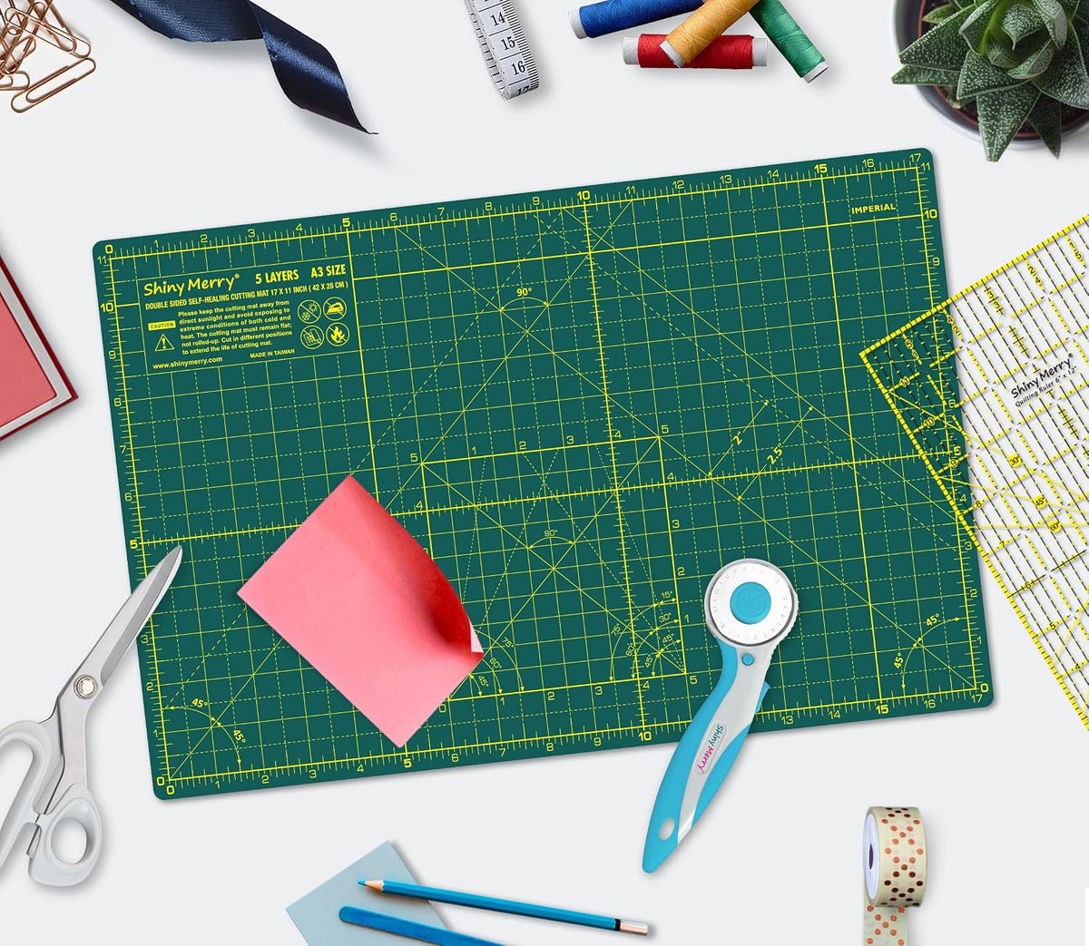 Self Healing Cutting Mat A3 12"x 18" Double Sided Pink Mat