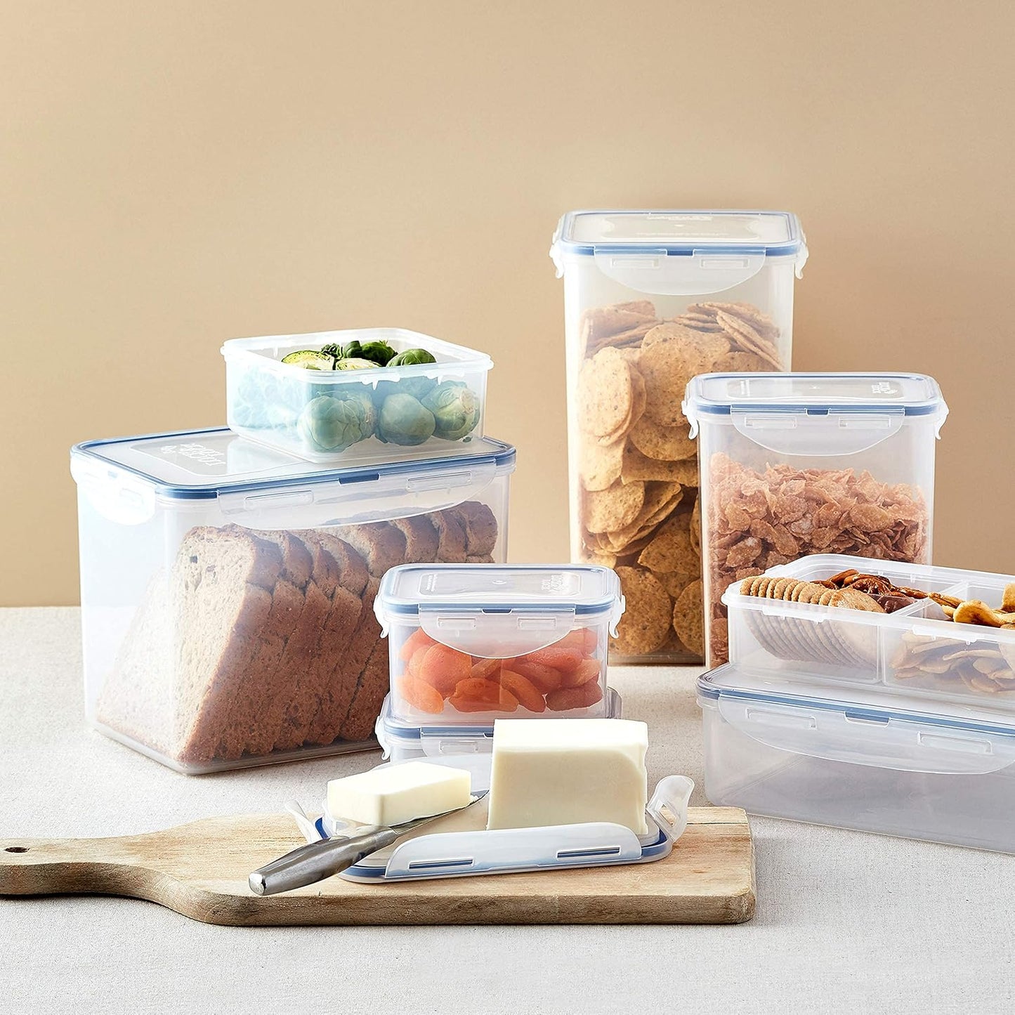 Lock & Lock HPL817S12 Easy Essentials Storage Set/Food Containers Airtight Bins/BPA-Free/Dishwasher Safe, 24 Piece - Clear