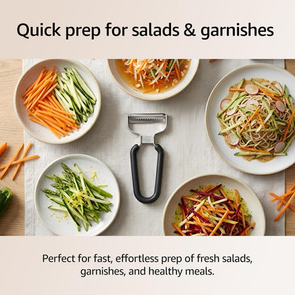 Lurch Germany Julienne Vegetable Y Peeler 5.1 x 2.3 Inches / 13 cm x 6 cm | Stainless Steel Cutter & Slicer for Carrot, Potato & Apple | Veggie Zoodles Maker | Non-slip Comfortable Handle - Black