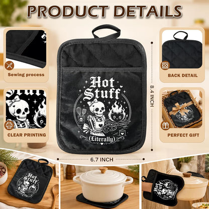 Gothic Cooking Skeleton Chef Pot Holders Heat Resistant