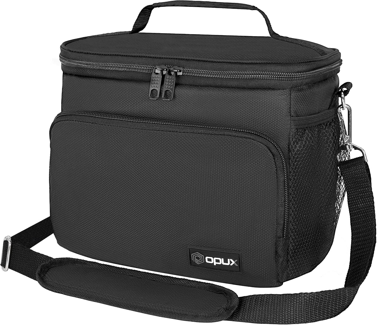 opux Insulated Lunch Bag for Men Women, Large Dual Compartment Cooler Bag, Soft Two Deck Lunch Box for Work School Picnic, Leakproof Lunch Tote with Shoulder Strap for Kid Adult (Purple, Double Deck)