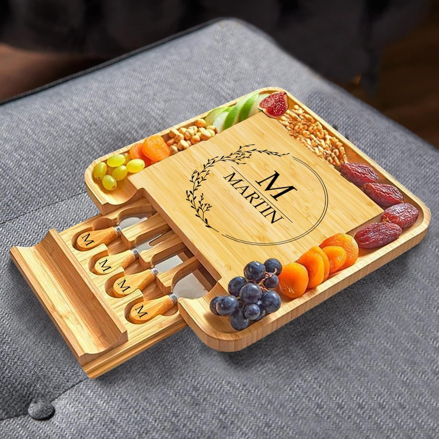 RoyalHouse Bamboo Cheese Board and Charcuterie Boards Set & Serving Tray for Meat, and Wine - Birthday Gifts for Women, Wedding Gift for Couples 2025, Bridal Shower, Housewarming Gift New Home