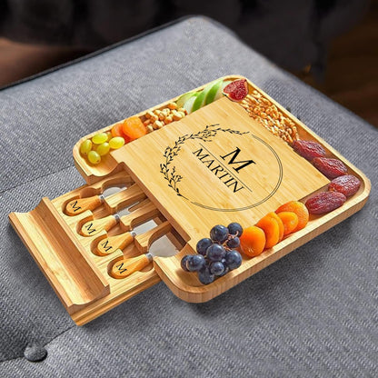 RoyalHouse Bamboo Cheese Board and Charcuterie Boards Set & Serving Tray for Meat, and Wine - Birthday Gifts for Women, Wedding Gift for Couples 2025, Bridal Shower, Housewarming Gift New Home