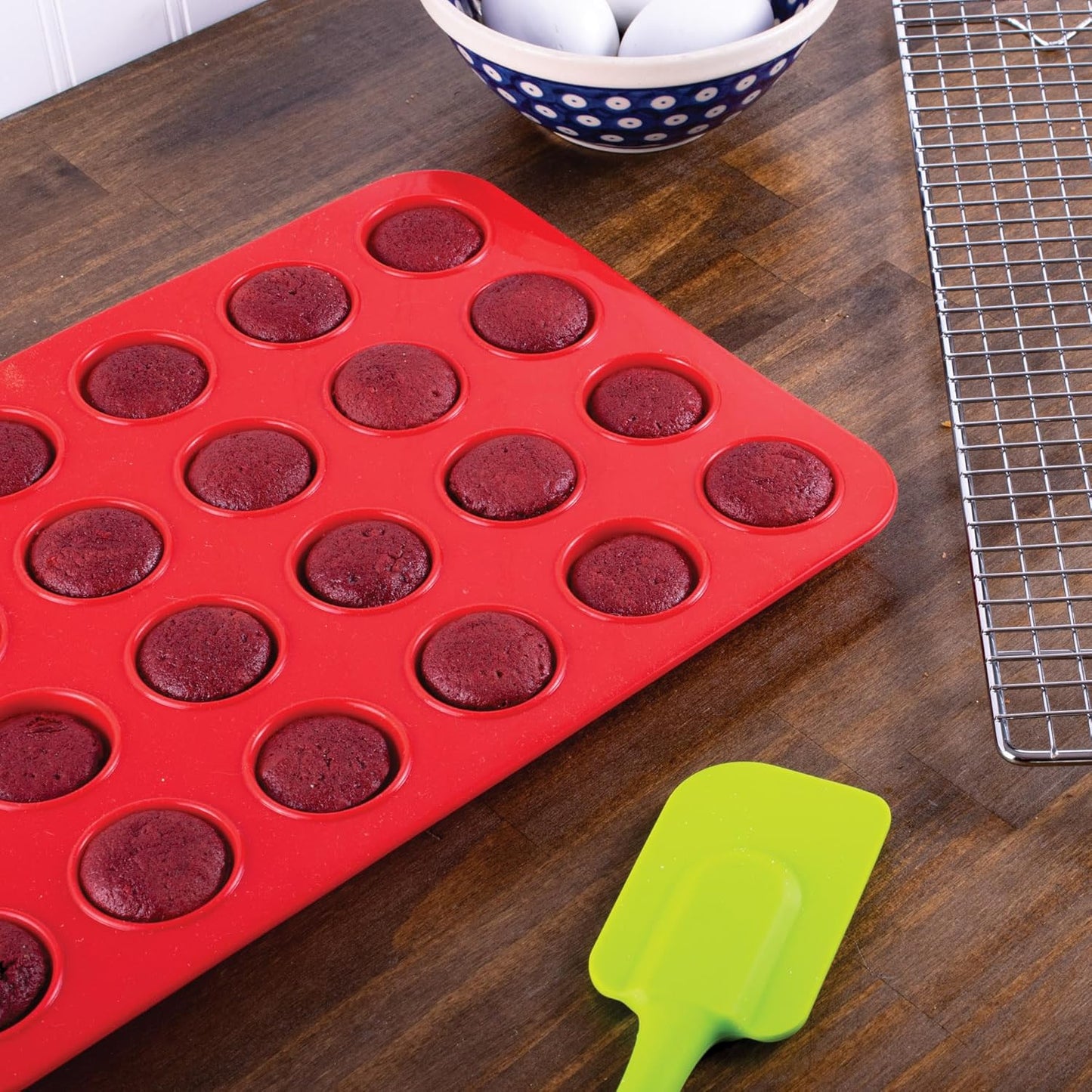 Mrs. Anderson's Baking Silicone 12-Cup Muffin Pan Baking Mold, BPA Free, Non-Stick European-Grade Silicone, 13.5 x 10 x 1.25-Inches