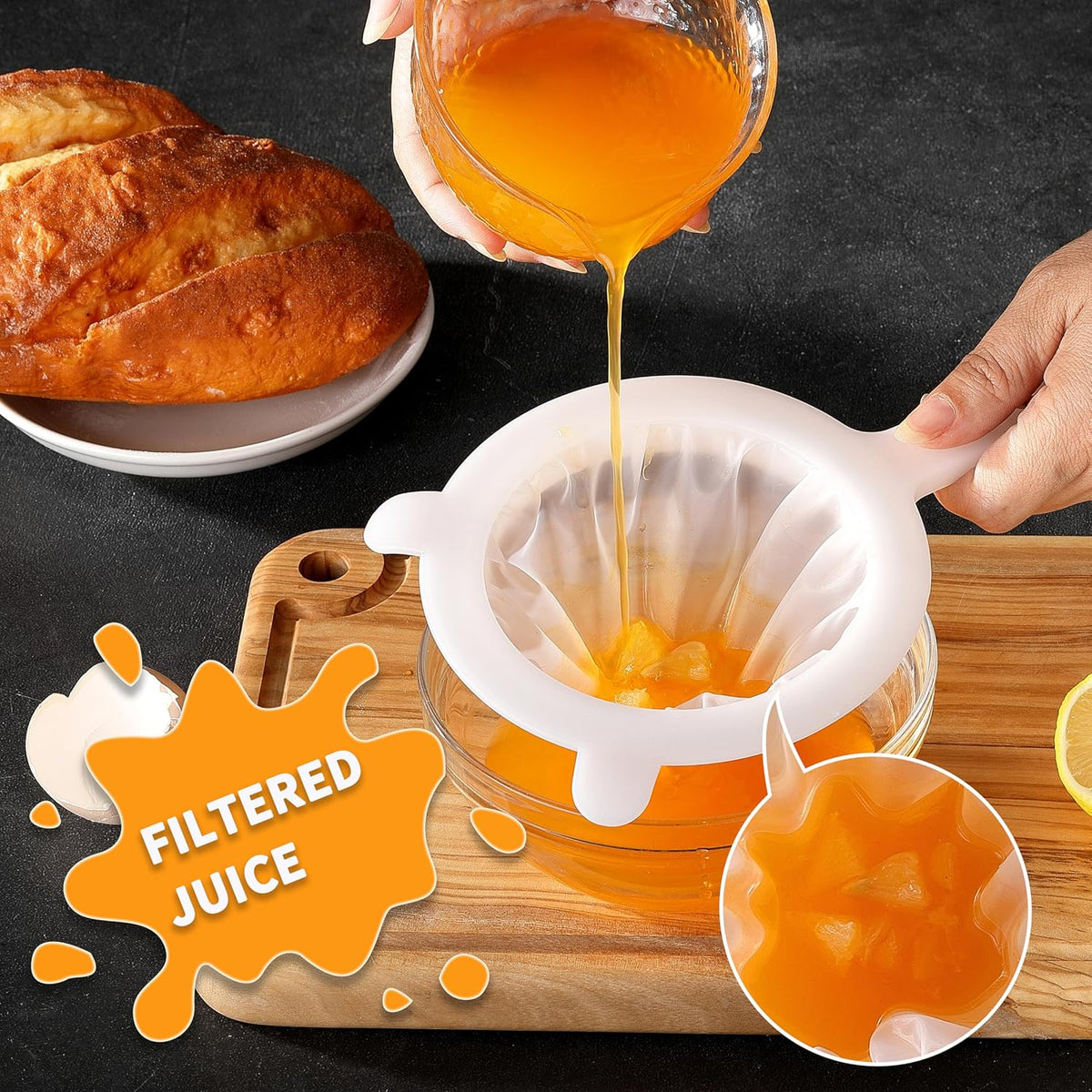 Fine Mesh Strainer, Plastic Strainer for Juice, Coffee, Honey, Nut Milk